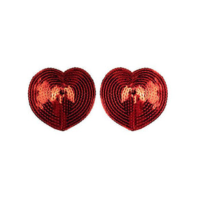 Red Sequin Heart Nipple Covers