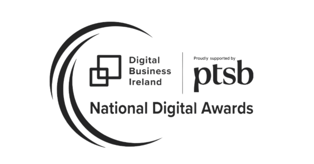 Logo for Digital Business Ireland's National Digital Awards - proudly sponsored by ptsb.