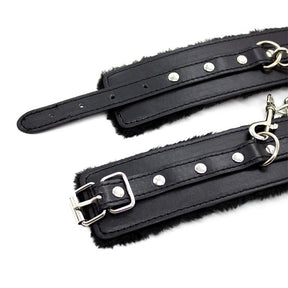 Faux Leather Fur Lined Buckle Ankle Cuffs