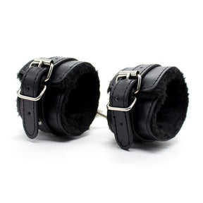 Faux Leather Fur Lined Buckle Ankle Cuffs