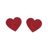 Red Glitter Heart Nipple Covers